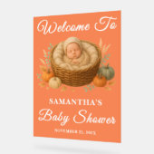 Rustic Baby in Basket Fall Baby Dusche Willkommen Acrylschild (Winkel)