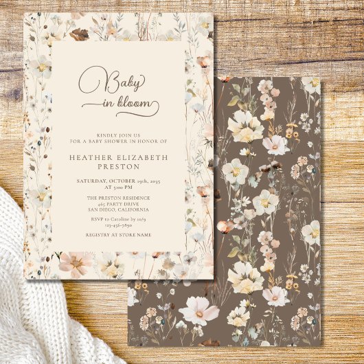 Rustic Baby in Bloom Wildflower Baby Shower  Einladung
