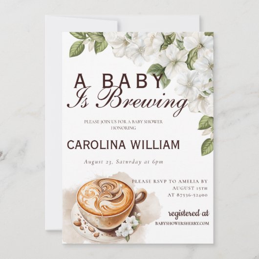 Rustic Baby ist das Brechen der Coffee Baby Dusche Einladung (Vorderseite)