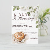 Rustic Baby ist das Brechen der Coffee Baby Dusche Einladung (Stehend Vorderseite)