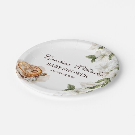 Rustic Baby ist das Brechen der Coffee Baby Dusche Pappteller (Schrägansicht)