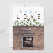 Rustic Baby Liebe Wood Ultrasound Baby Shower Invi Einladung (Vorderseite)