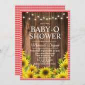 Rustic Baby Q Dusche GRILLEN Sonnenblume Einladung (Vorne/Hinten)