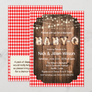 Rustic Baby Q GRILLEN Baby Shower Einladung