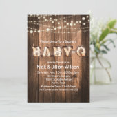 Rustic Baby Q GRILLEN Babydusche Einladung (Stehend Vorderseite)