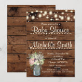 Rustic Baby Showeinladung, Mason Jar, Floral Einladung (Vorne/Hinten)