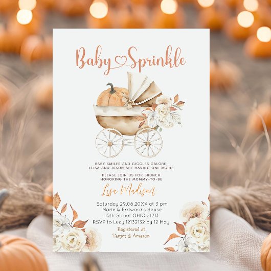 Rustic Baby Sprinkle Pumpkin Carriage Baby Dusche Einladung