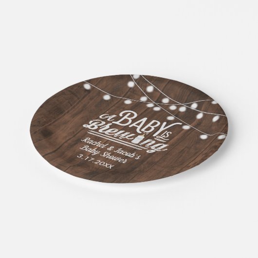 Rustic Baby wird Babydusche Pappteller (Schrägansicht)