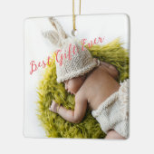 Rustic Baby's 1. Weihnachts-Meilenstein-Foto Keramikornament (Links)