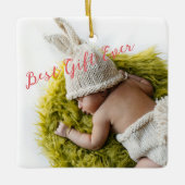 Rustic Baby's 1. Weihnachts-Meilenstein-Foto Keramikornament (Vorderseite)