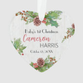 Rustic Baby's 1. Weihnachts-Meilenstein-Foto Ornament (Rückseite)