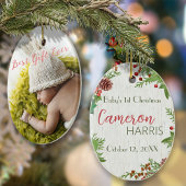 Rustic Baby's 1. Weihnachts-Meilenstein-Foto Ornament