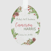 Rustic Baby's 1. Weihnachts-Meilenstein-Foto Ornament (Rückseite)