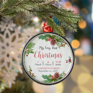 Rustic Baby's 1. Weihnachtsgeburt Details Ornament Aus Metall