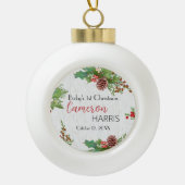 Rustic Baby's 1. Weihnachtsstein Keramik Kugel-Ornament (Vorderseite)