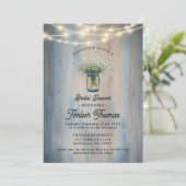 Rustic Baby's Atem Mason Jar Brautparty Einladung (Stehend Vorderseite)