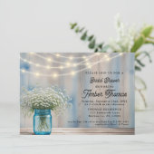 Rustic Baby's Atem Mason Jar Brautparty Einladung (Stehend Vorderseite)