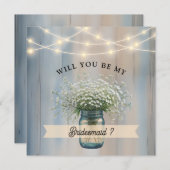 Rustic Baby's Breath Bridesmaid Vorschlag Card Einladung (Vorne/Hinten)