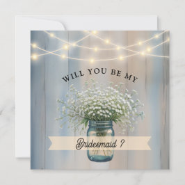 Rustic Baby's Breath Bridesmaid Vorschlag Card Einladung