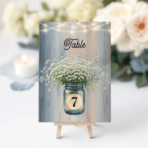 Rustic Baby's Breath Country Wedding Tischnummer