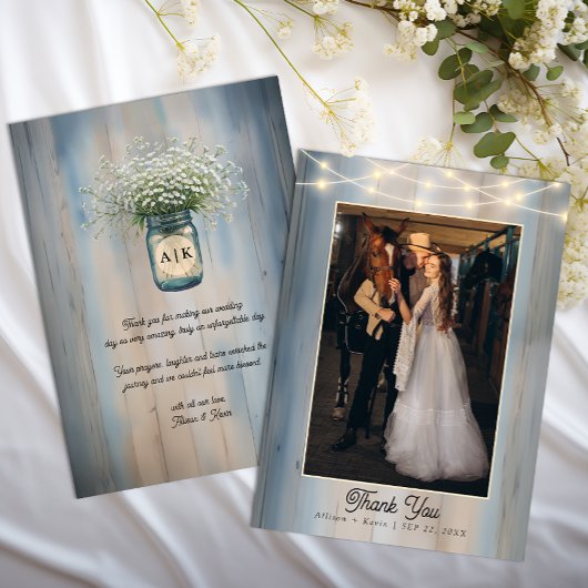 Rustic Baby's Breath Country Wedding Vielen Dank Dankeskarte