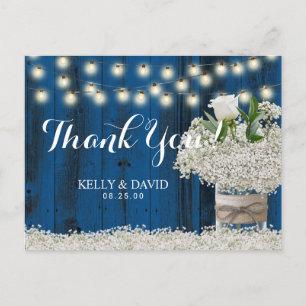 Rustic Babys Breath Floral Jar Navy Barn Vielen Da Postkarte