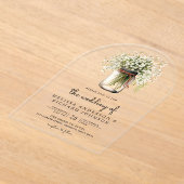 Rustic Baby's Breath Mason Jar Wedding Acryleinladungen (Ablage )