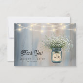 Rustic Baby's Breath Mason Jar Wedding Dankeskarte (Vorderseite)