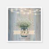 Rustic Baby's Breath Mason Jar Wedding Napkins Serviette (Vorderseite)