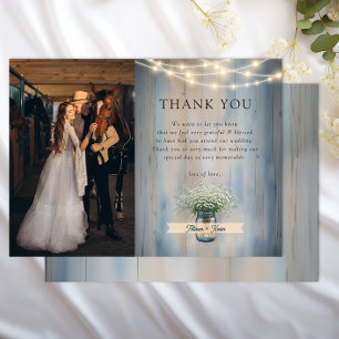 Rustic Baby's Breath Wedding Foto Danke Karte