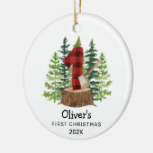 Rustic Baby's First Christmas Foto Keramik Ornament (Links)