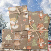 Rustic Baby's First Christmas Fox Owl & Moose Geschenkpapier Set