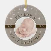 Rustic Baby's First Christmas Photo Ornament (Vorne)