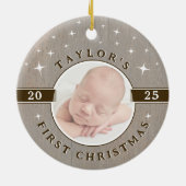 Rustic Baby's First Christmas Photo Ornament (Hinten)