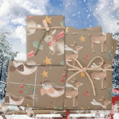 Rustic Baby's First Christmas Rentier Bunny Bird Geschenkpapier Set
