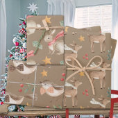Rustic Baby's First Christmas Rentier Bunny Bird Geschenkpapier Set