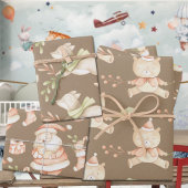 Rustic Baby's First Christmas Teddy Bärenfox Santa Geschenkpapier Set