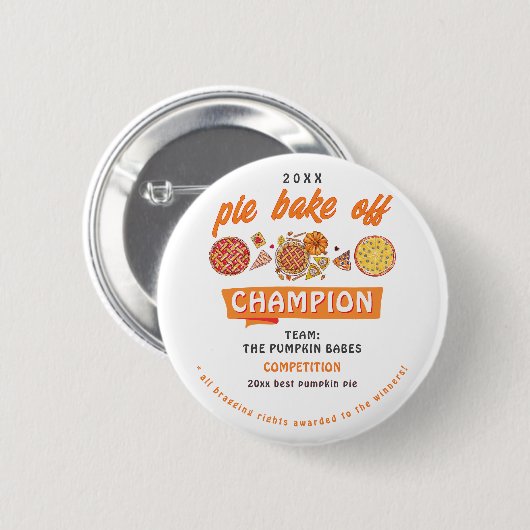 Rustic Bake Off Pumpkin Pie Competition Champion Button (Vorne & Hinten)