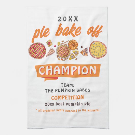 Rustic Bake Off Pumpkin Pie Competition Champion Geschirrtuch (Vertikal)