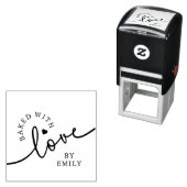 Rustic Baked with Love Script Heart Handmade Permastempel (Beispiel)