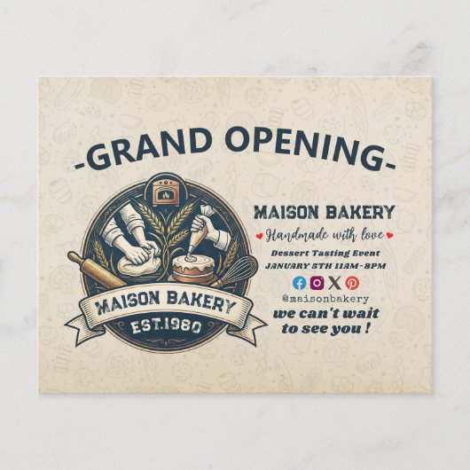 Rustic Bakery Store Pastry Desserts Grand Opening Flyer (Vorne)