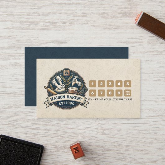 Rustic Bakery Store Pastry Desserts Loyalty Punch Treuekarte (Vorderseite/Rückseite Beispiel)