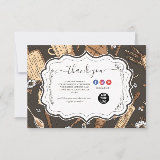 Rustic Baking Business Dankeskarte (Vorderseite)