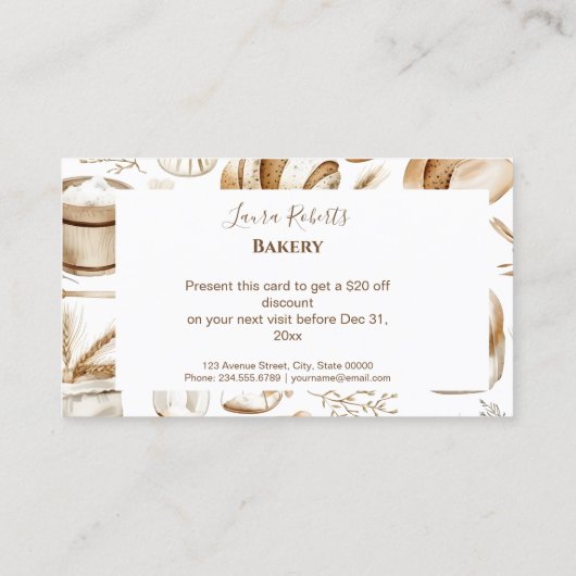 Rustic Baking Business Rabattkarte (Rückseite)