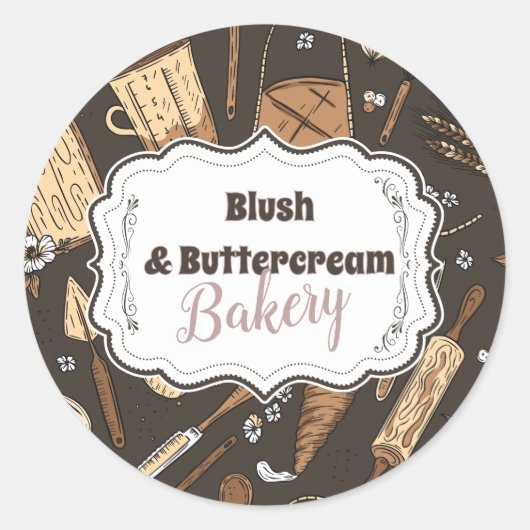 Rustic Baking Business Runder Aufkleber (Vorderseite)