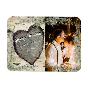 Rustic Bark Wood Heart Eukalyptus Greenery Brown Magnet