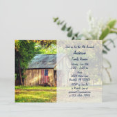 Rustic Barn American Flag Family Wiedersehen laden Einladung (Stehend Vorderseite)