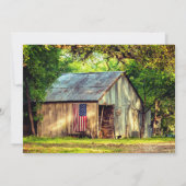Rustic Barn American Flag Family Wiedersehen laden Einladung (Rückseite)