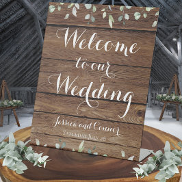 Rustic Barn Board Eukalyptus Greenerity Willkommen Sockelschild