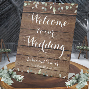 Rustic Barn Board Eukalyptus Greenerity Willkommen Sockelschild